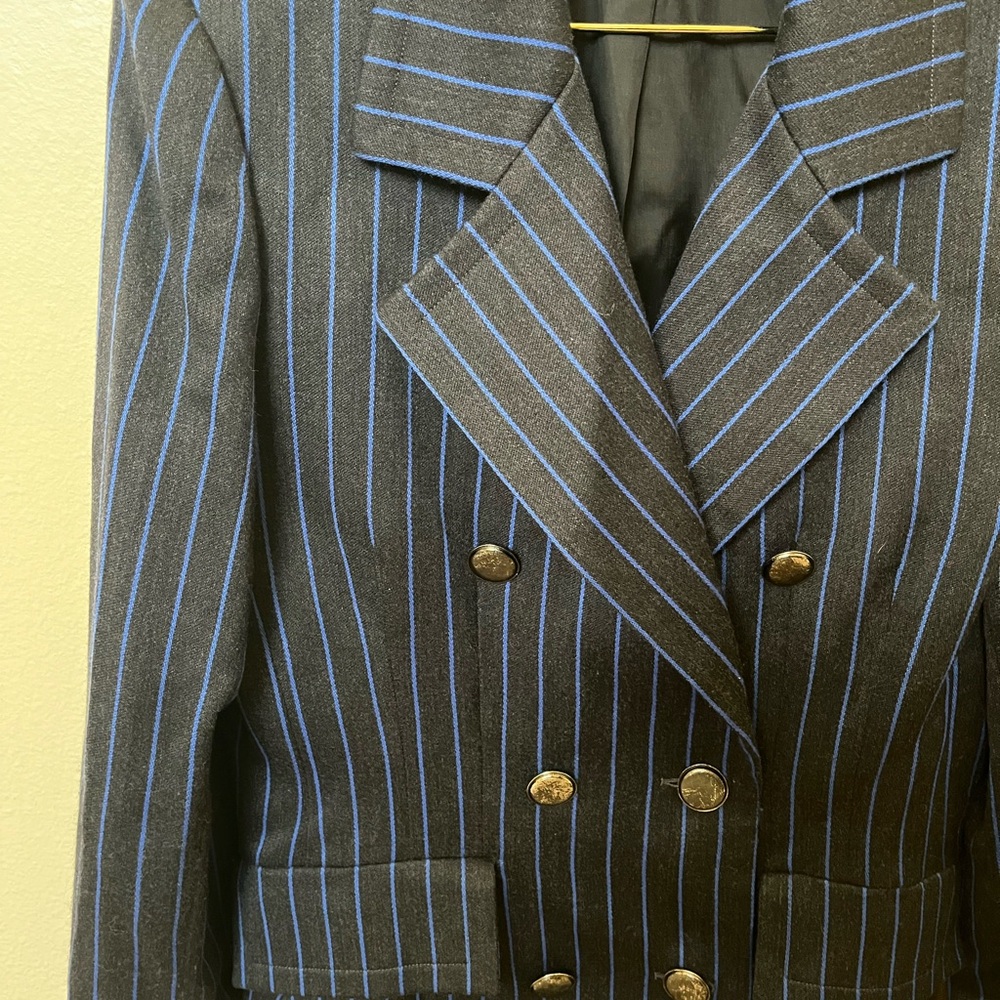 Givenchy Blue and dark charcoal Pinstripe Blazer L - Picture 5 of 12